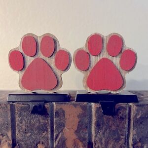 Red Paw Print Stocking Holders